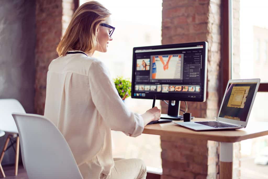 woman working at her desktop